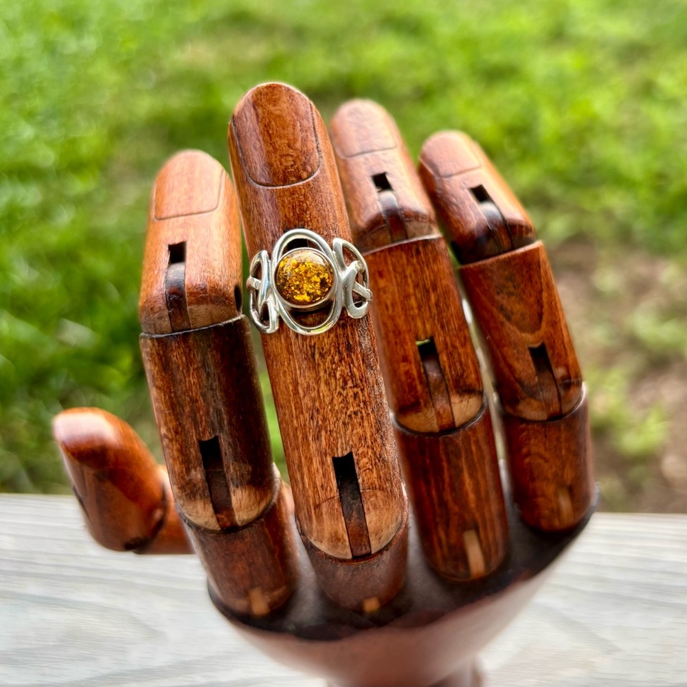 925 Sterling Silver Baltic Amber Ring
